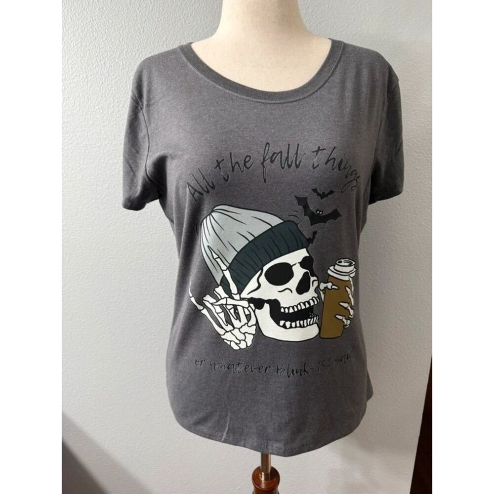 Hanes “All the Fall Things” Skull Coffee Graphic Sweatshirt Size L, NWOT